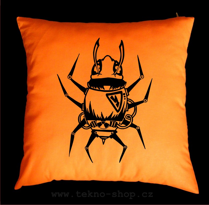 TEKNOSHOP Cyber Spider tekno polštářek s potiskem oranžový