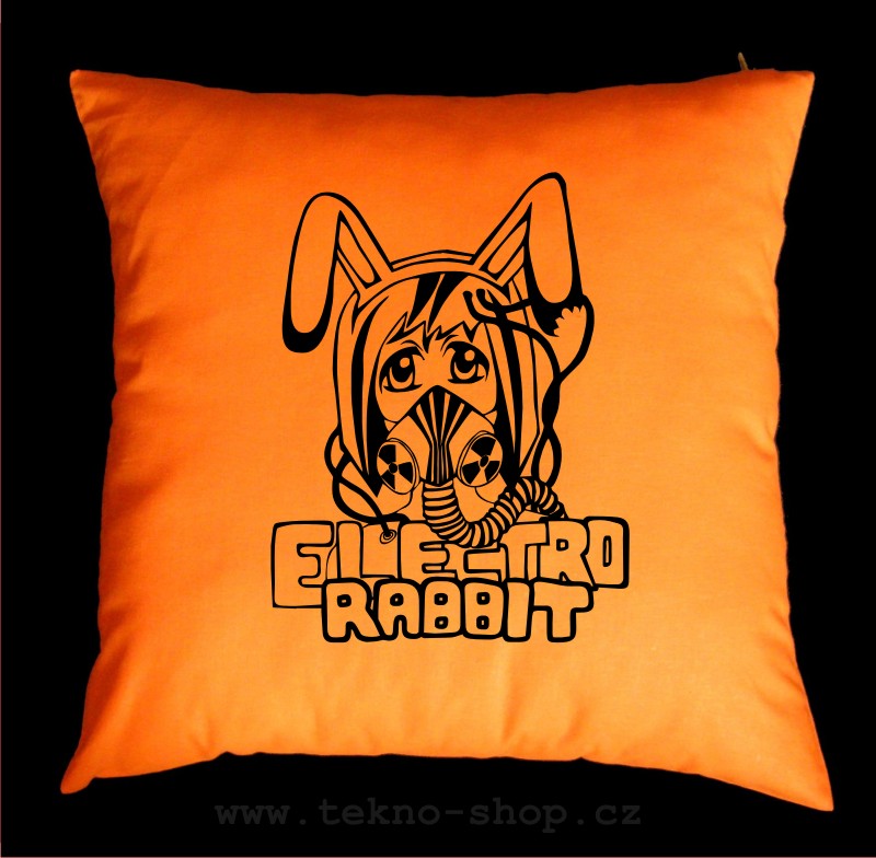 TEKNOSHOP Elektro Rabbit tekno polštářek s potiskem černý