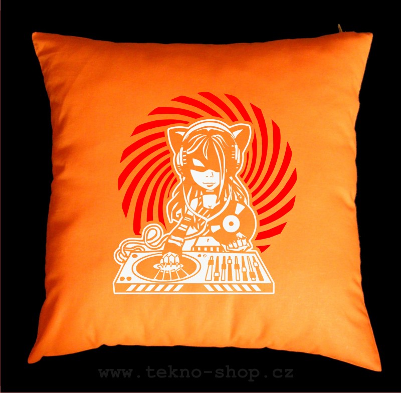 TEKNOSHOP Spiral Cat Dj tekno polštářek s potiskem červený