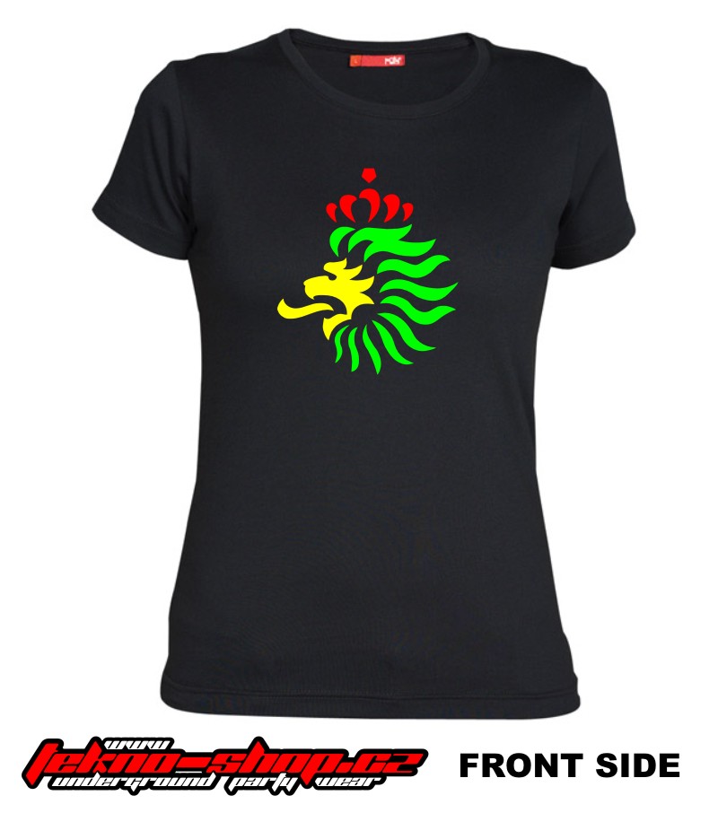 TEKNOSHOP RASTA LION HEAD dnb tričko s potiskem dámské S červené