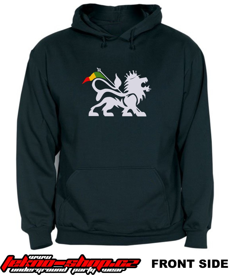 TEKNOSHOP RASTA LION dnb mikina s kapucí s potiskem M černá