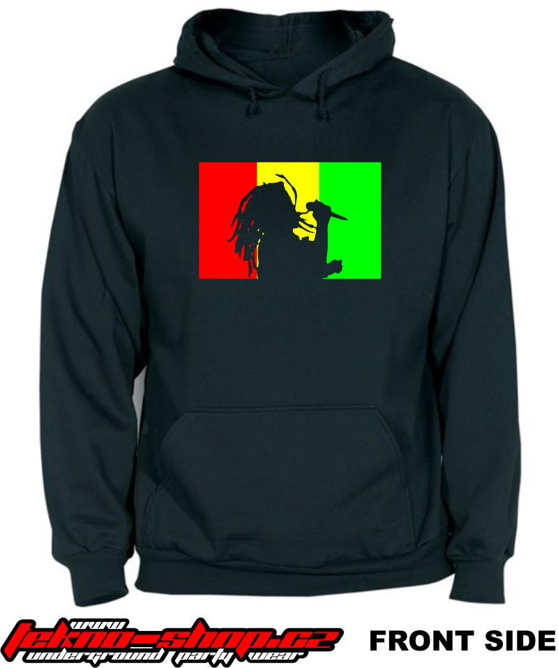 TEKNOSHOP RASTA DREAD dnb mikina s kapucí s potiskem M černá