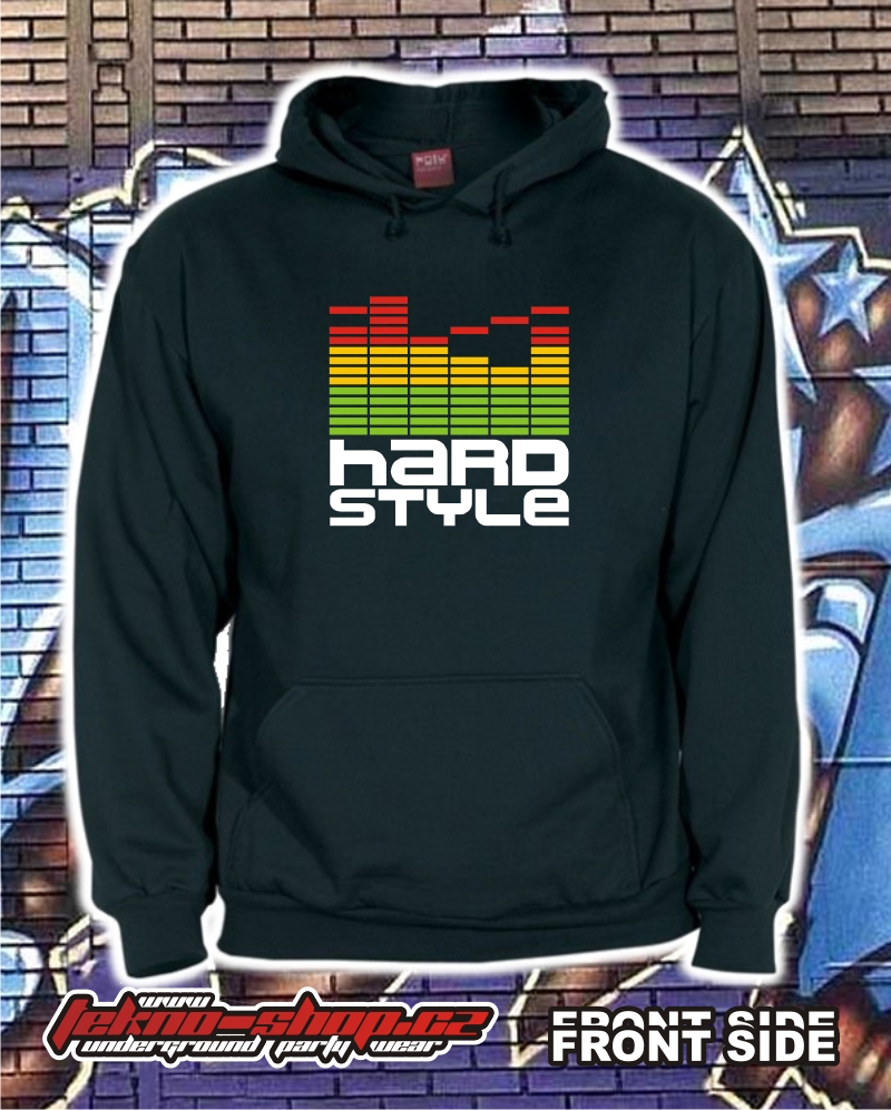 TEKNOSHOP HARD STYLE EKVALIZER tekno mikina s kapucí s potiskem XXL černá
