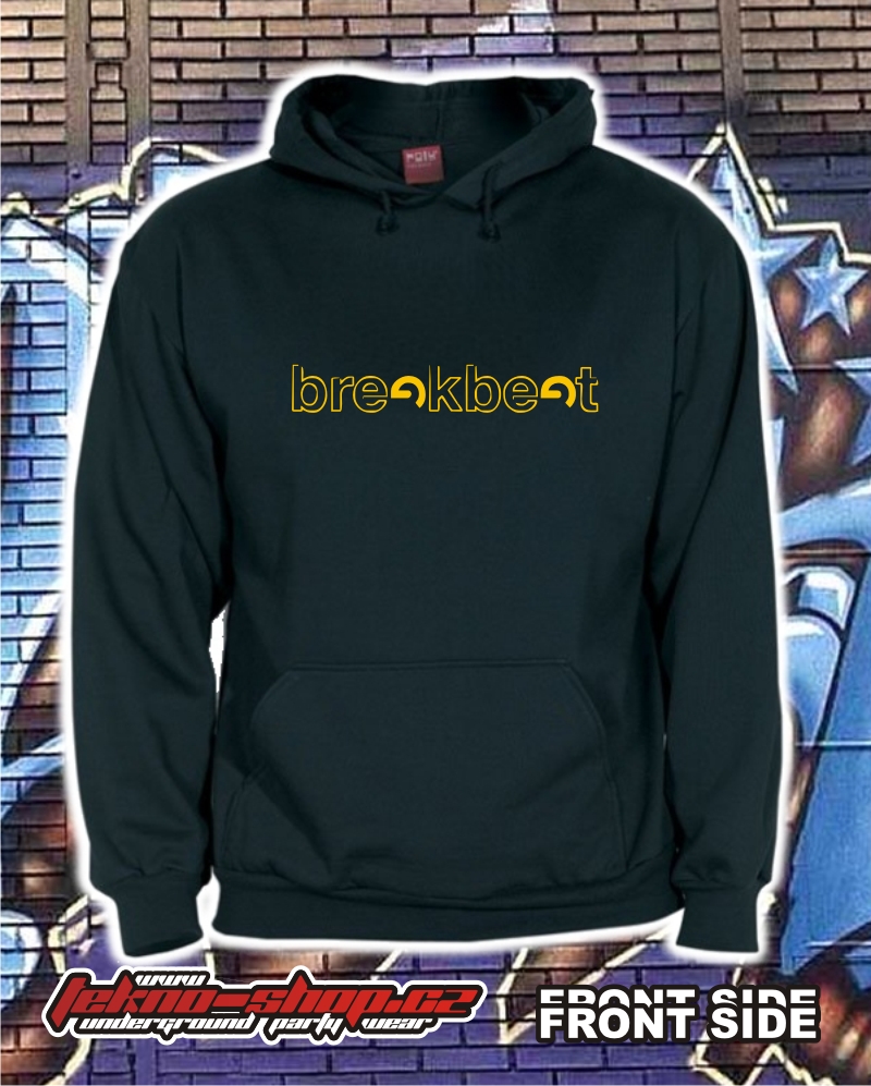 TEKNOSHOP Breakbeat dnb mikina s kapucí s potiskem S černá