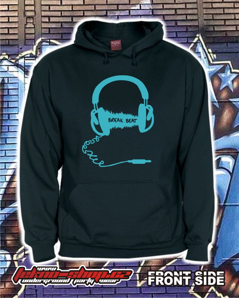 TEKNOSHOP Breakbeat Headset dnb mikina s kapucí s potiskem