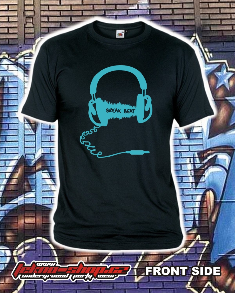 TEKNOSHOP Breakbeat Headset dnb tričko s potiskem pánské M černé