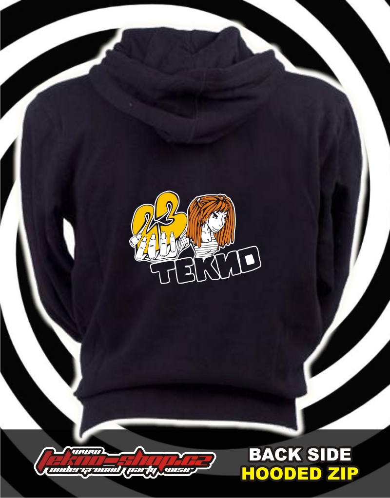 TEKNOSHOP TeknoGirl tekno mikina na zip s kapucí s potiskem S černá