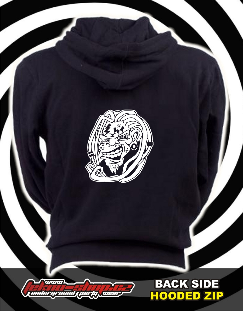 TEKNOSHOP System Dread tekno mikina na zip s kapucí s potiskem L černá