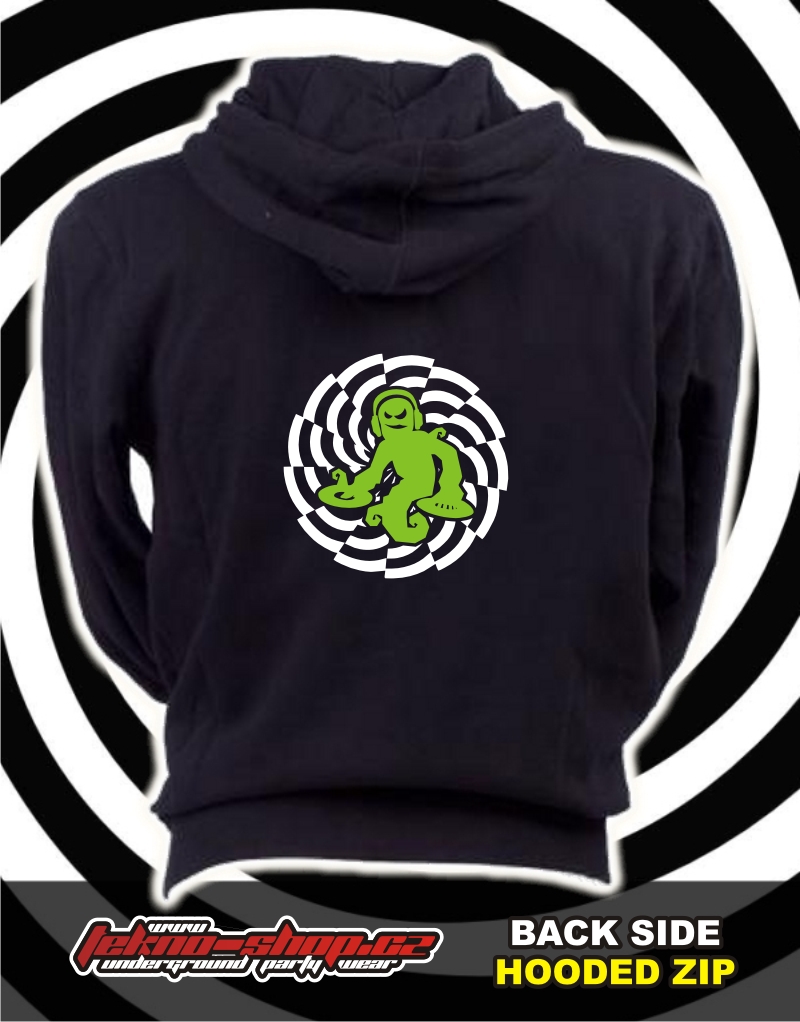 TEKNOSHOP Cyber Ghost tekno mikina na zip s kapucí s potiskem S černá