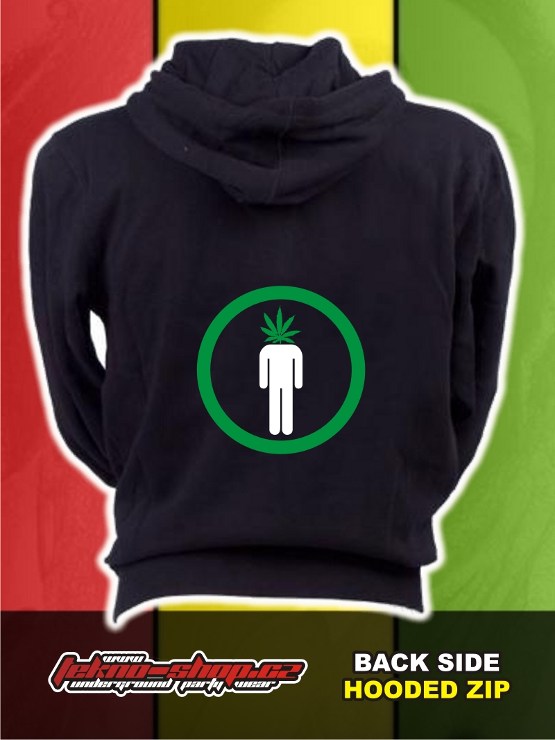 TEKNOSHOP GREEN dnb mikina na zip s kapucí s potiskem S černá