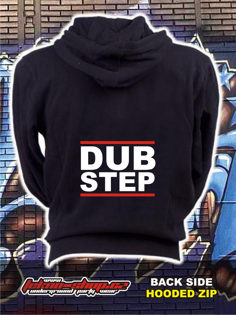 TEKNOSHOP DUBSTEP dnb mikina na zip s kapucí s potiskem S černá