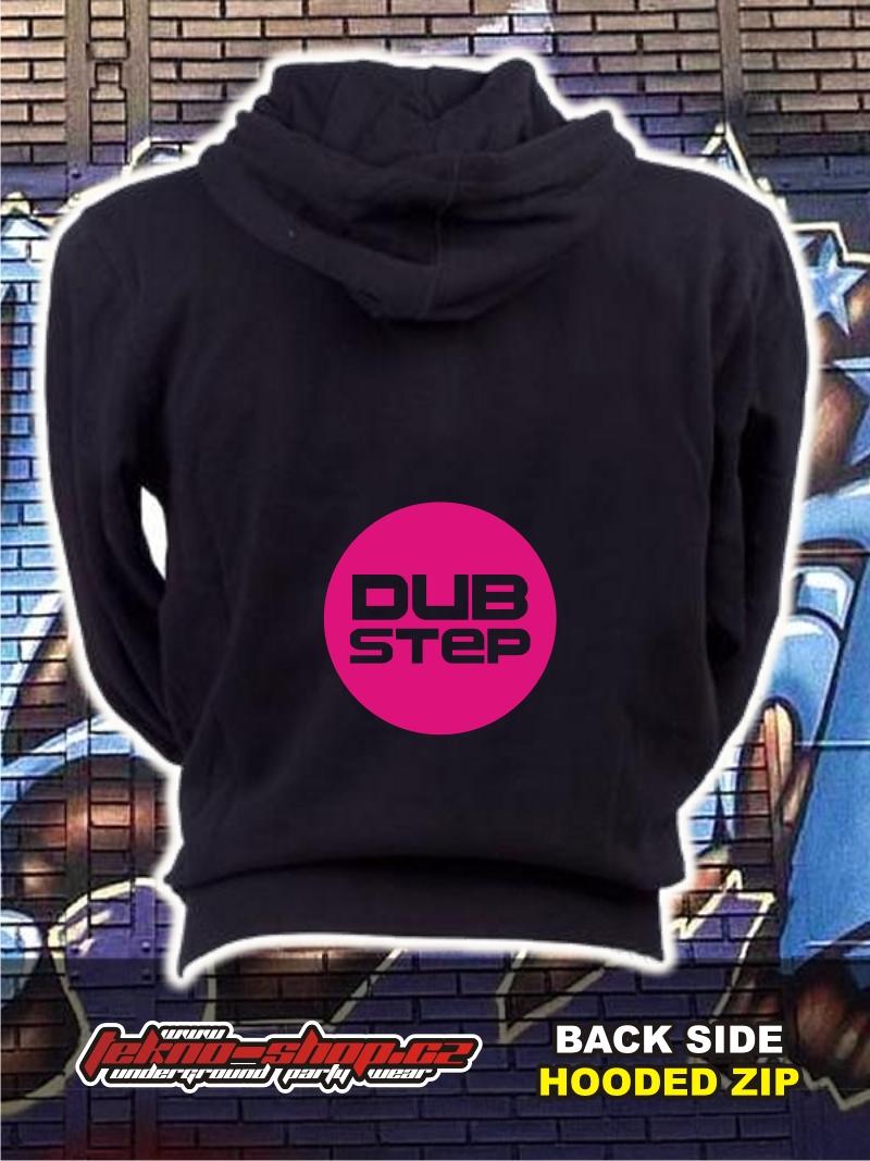 TEKNOSHOP DUBSTEP CIRCLE dnb mikina na zip s kapucí s potiskem i zepředu XXL černá