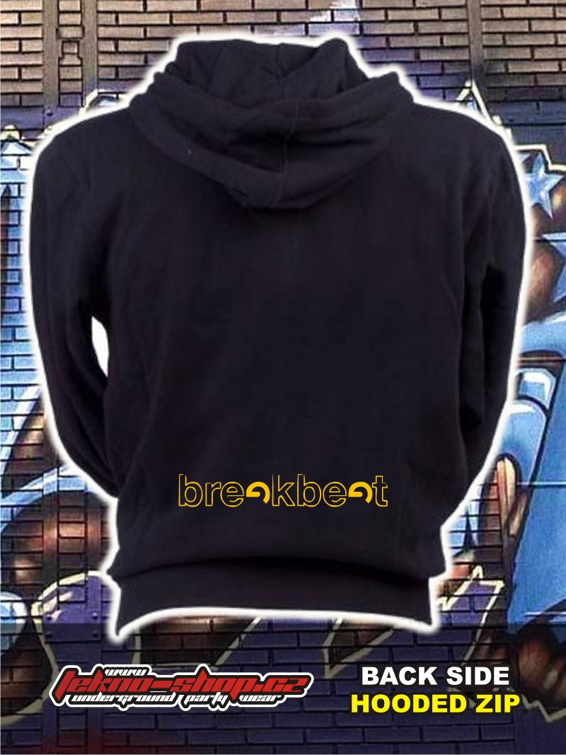TEKNOSHOP Breakbeat dnb mikina na zip s kapucí s potiskem i zepředu XL černá