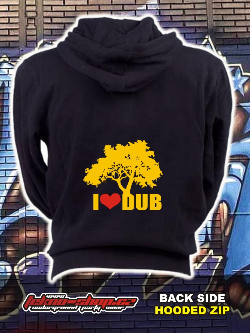 TEKNOSHOP I Love DUB dnb mikina na zip s kapucí s potiskem S černá