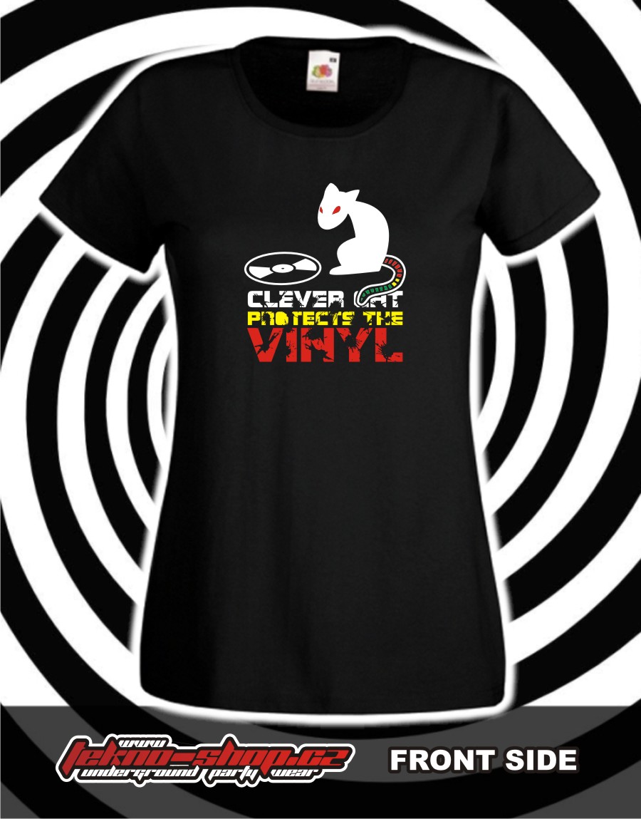 TEKNOSHOP Clever Cat tekno tričko s potiskem dámské S modré