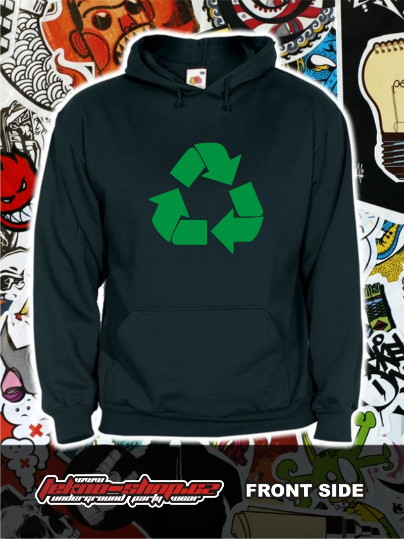 TEKNOSHOP Recyklace tekno mikina s kapucí s potiskem XL černá