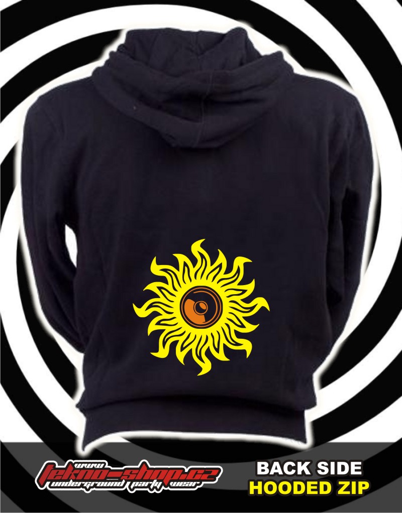 TEKNOSHOP Repro Sun tekno mikina na zip s kapucí s potiskem XL černá