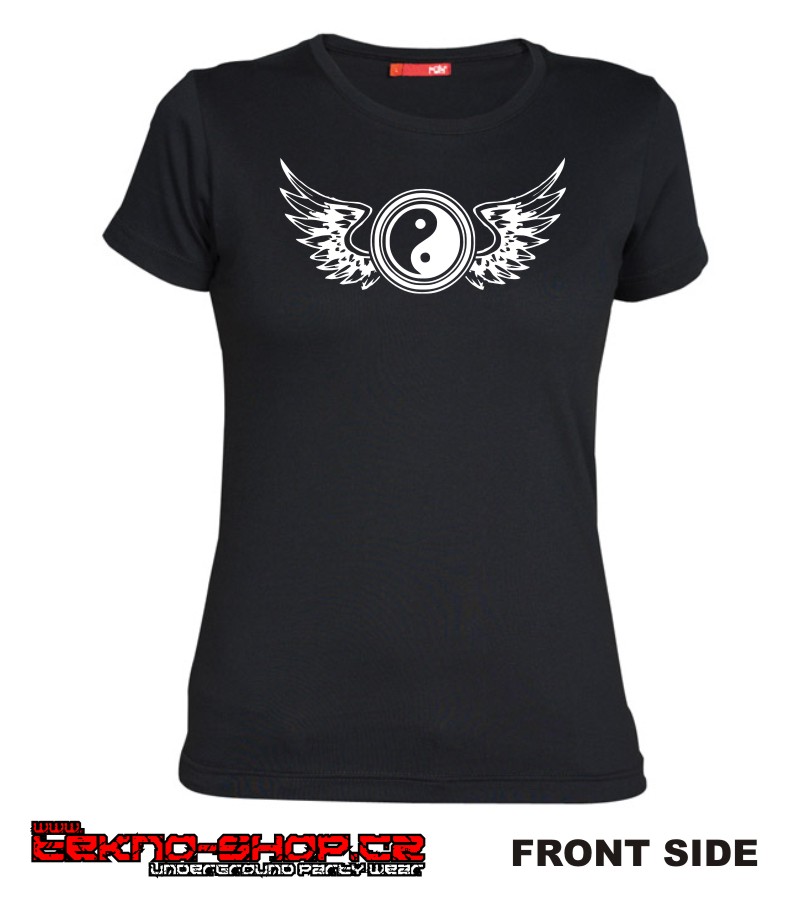 TEKNOSHOP Wings Jin Jang tekno tričko s potiskem dámské XL modré