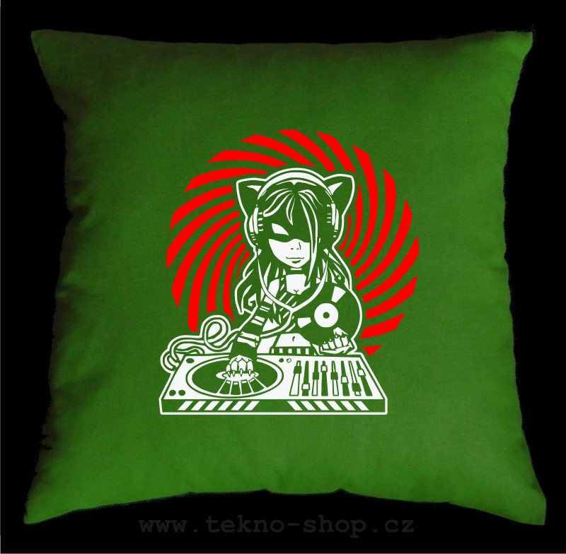 TEKNOSHOP Spiral Cat Dj tekno polštářek s potiskem červený