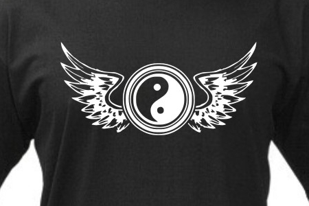TEKNOSHOP Wings Jin-Jang tekno tričko s potiskem pánské