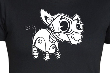 TEKNOSHOP Robo Cat tekno tričko s potiskem dámské