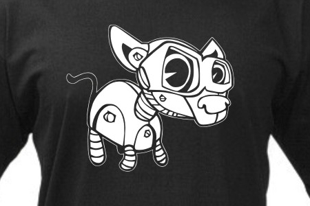 TEKNOSHOP Robo Cat tekno tričko s potiskem pánské