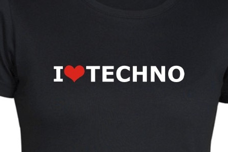 TEKNOSHOP I Love Techno tekno tričko s potiskem dámské