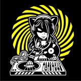 TEKNOSHOP Spiral Cat Dj tekno mikina na zip s kapucí s potiskem