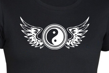 TEKNOSHOP Wings Jin Jang tekno tričko s potiskem dámské