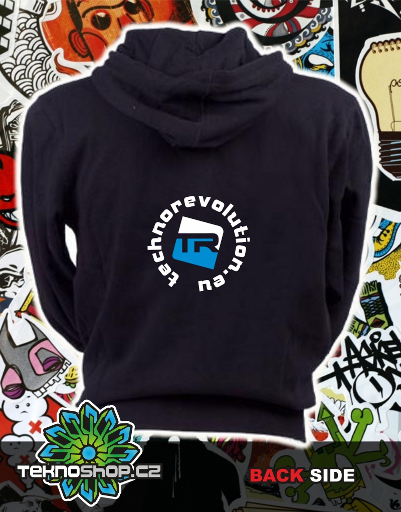 TEKNOSHOP Techno Revolution tekno mikina s kapucí s potiskem S černá