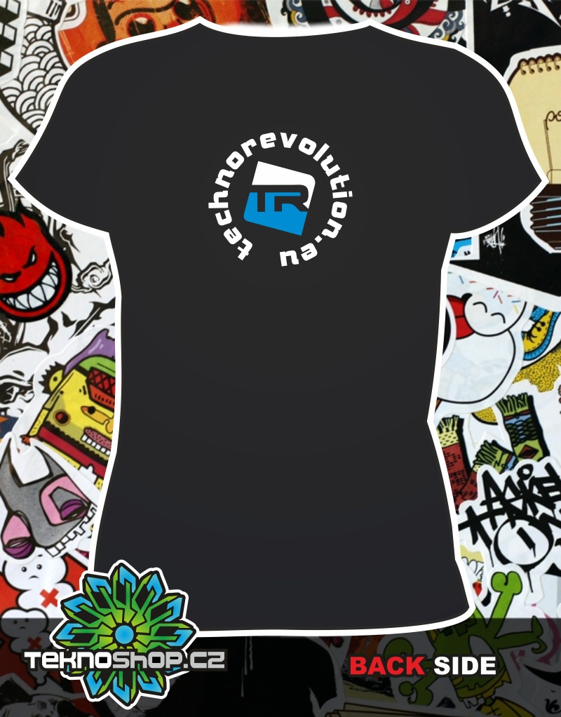 TEKNOSHOP Techno Revolution tekno tričko s potiskem dámské L modré