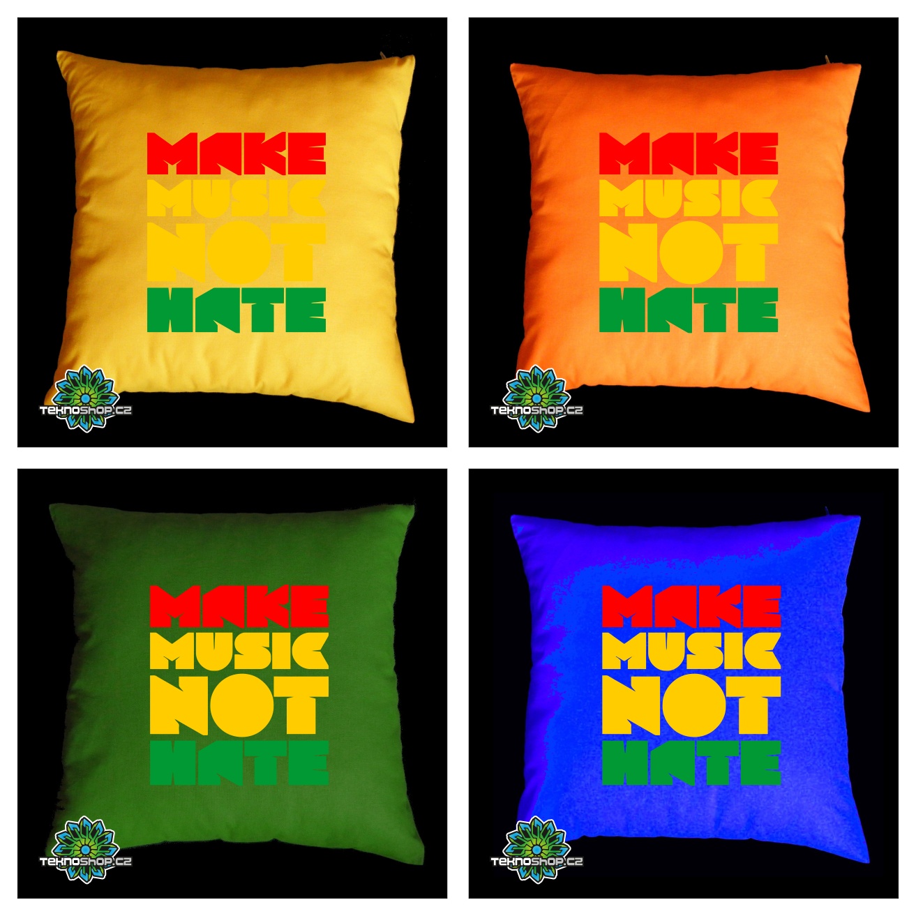 TEKNOSHOP MAKE MUSIC NOT HATE dnb polštářek s potiskem